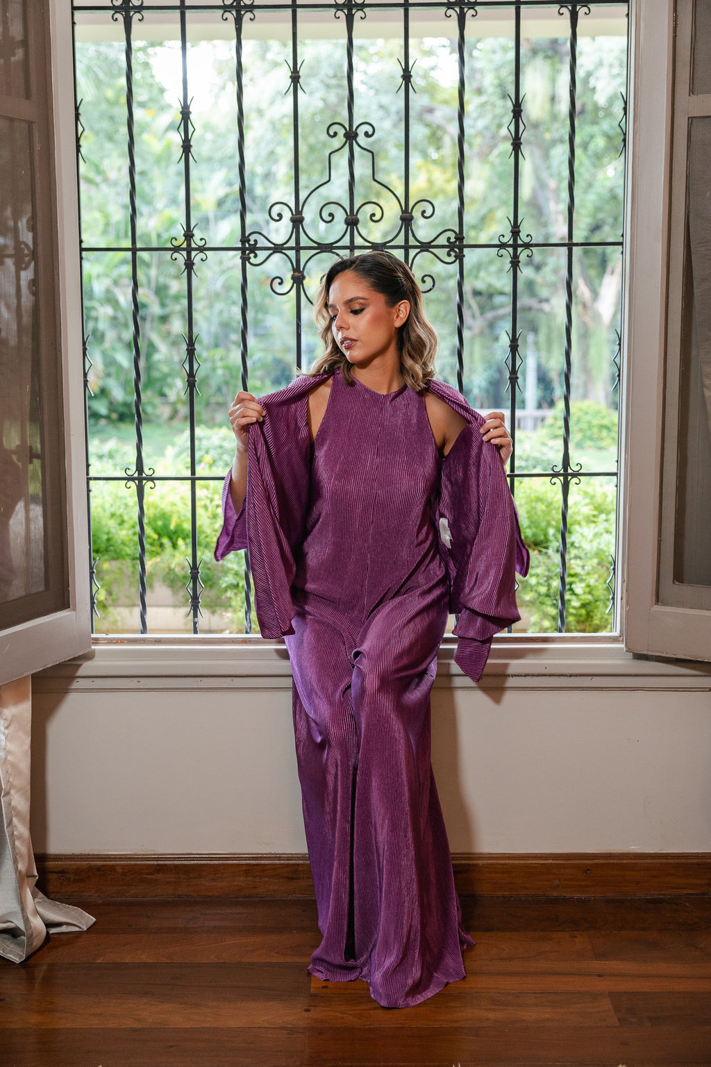 Enterizo Jersey Nadadora Plizada Con Capa Tina