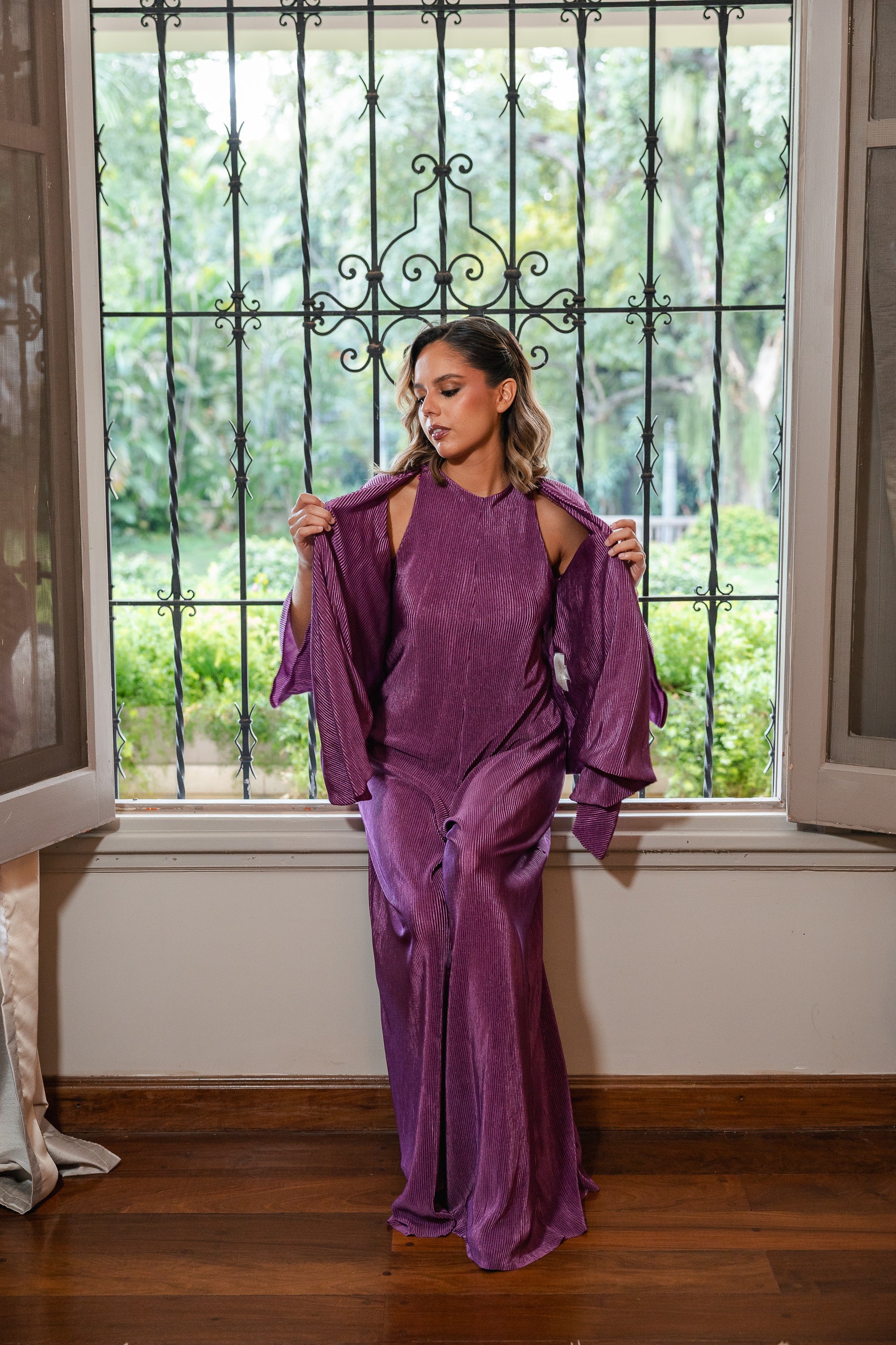 Enterizo Jersey Nadadora Plizada Con Capa Tina