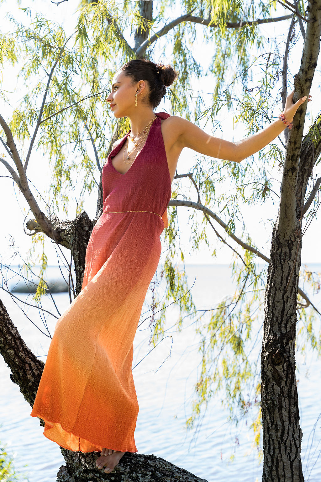 Vestido halter jersey