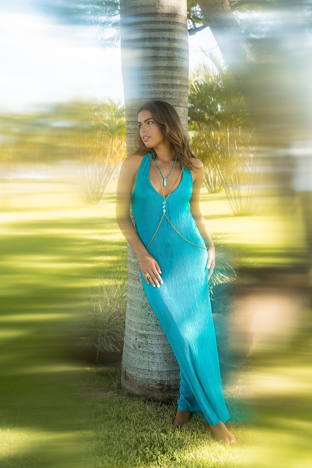 Vestido halter jersey