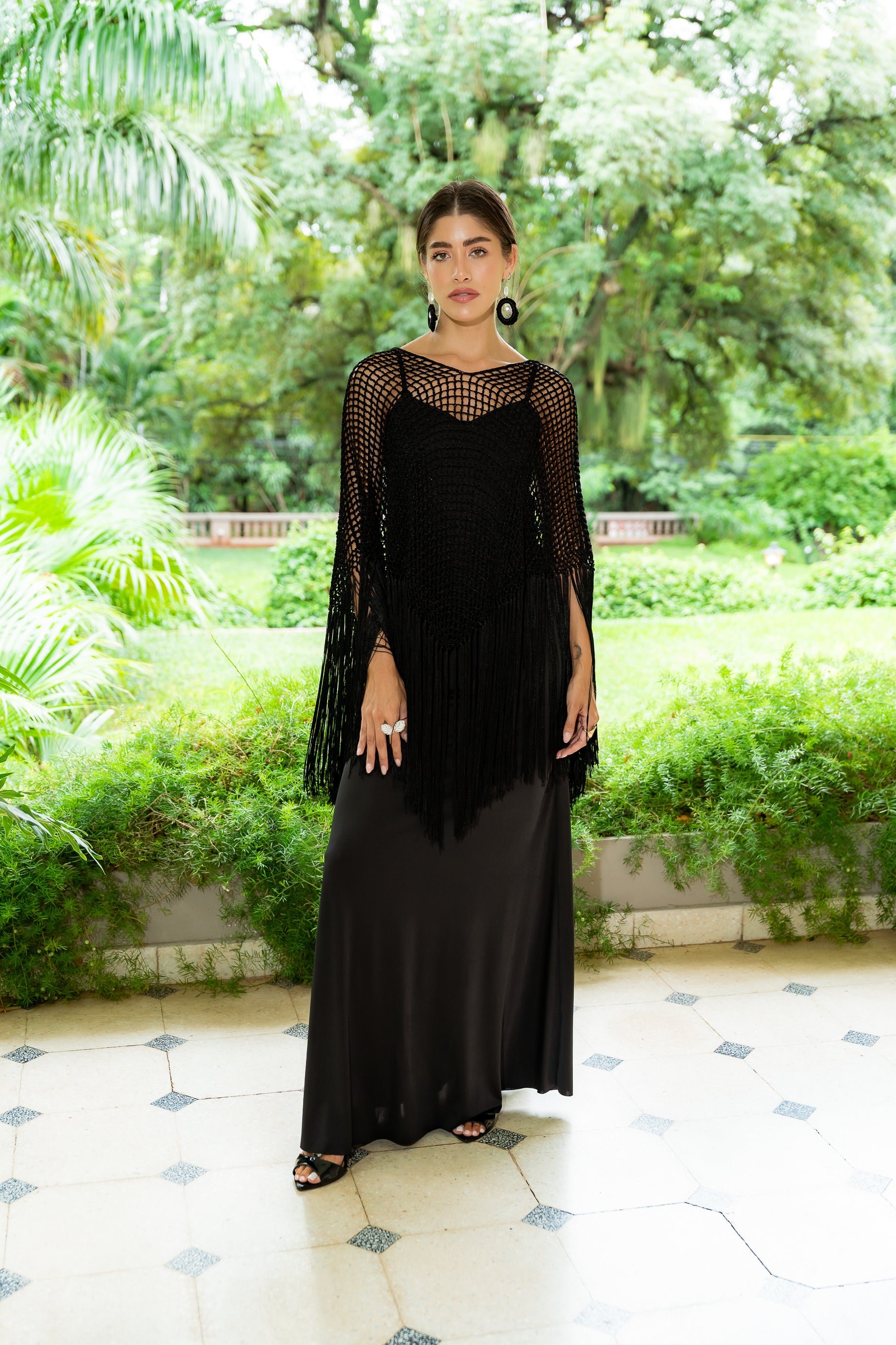 Vestido solera con capa de crochet