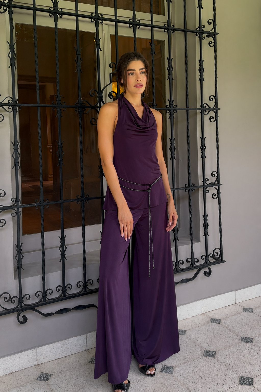 Conjunto blusa halter y palazo