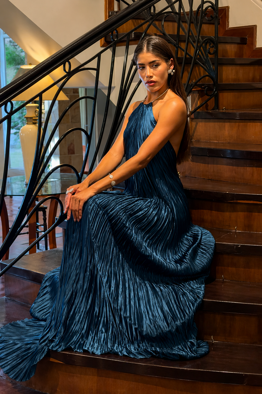 Vestido halter de saten